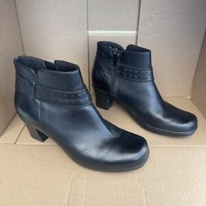 Clarks Bendables Dream Belle Womens Leather Ankle Booties Block Heel Zip
